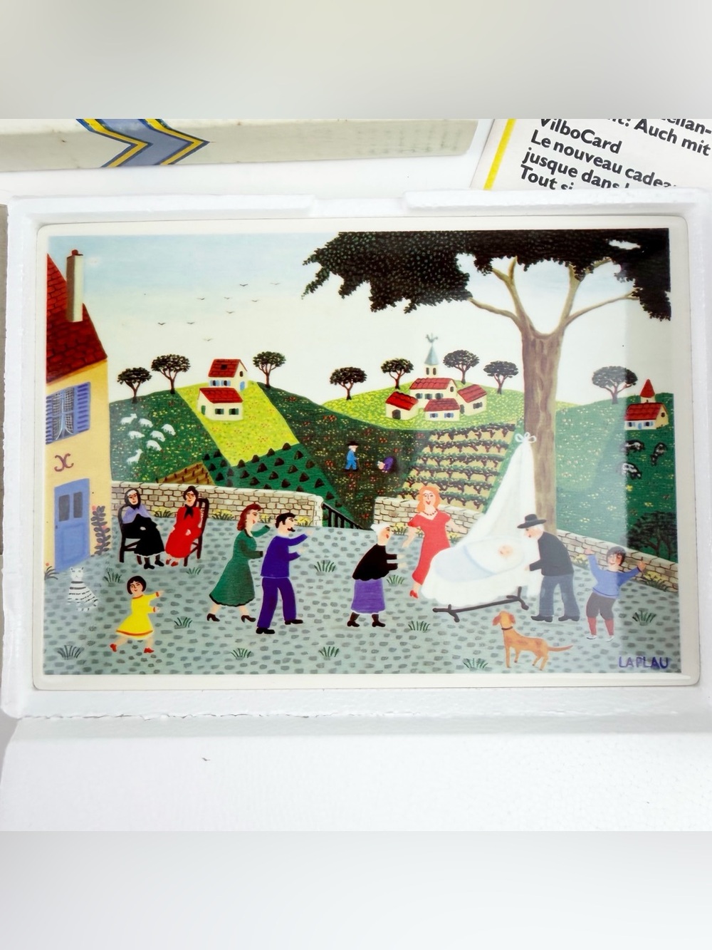 Villeroy & Boch VilboCard Christening Celebration Tile Laplau Folk Germany Box